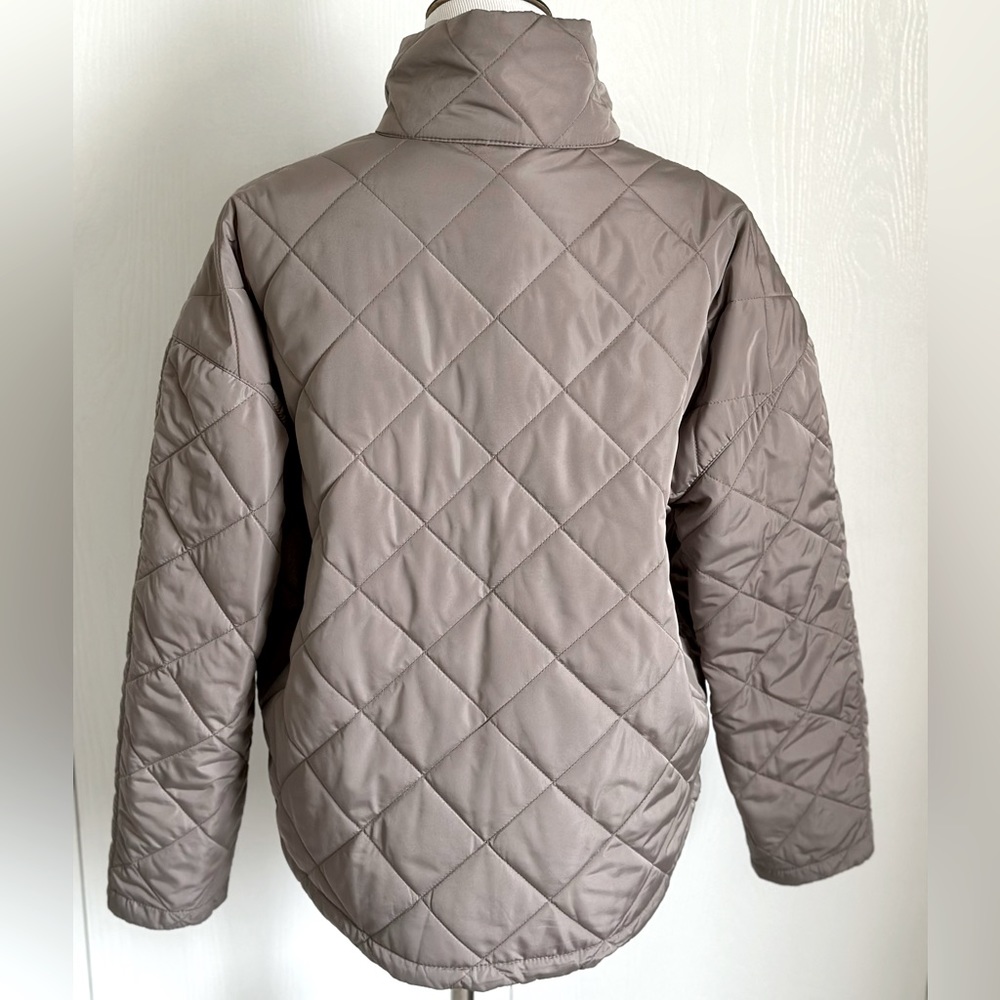 Free Country Diamond Quilted Packable Puffer Taupe Gray Size M NWT - Picture 2 of 13